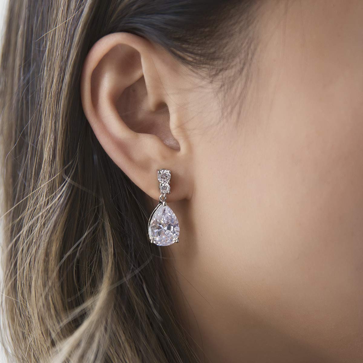 A+O Bridesmaid Earrings Gift, Drop Earrings in Silver, Gold, Rose Gold - Image 3