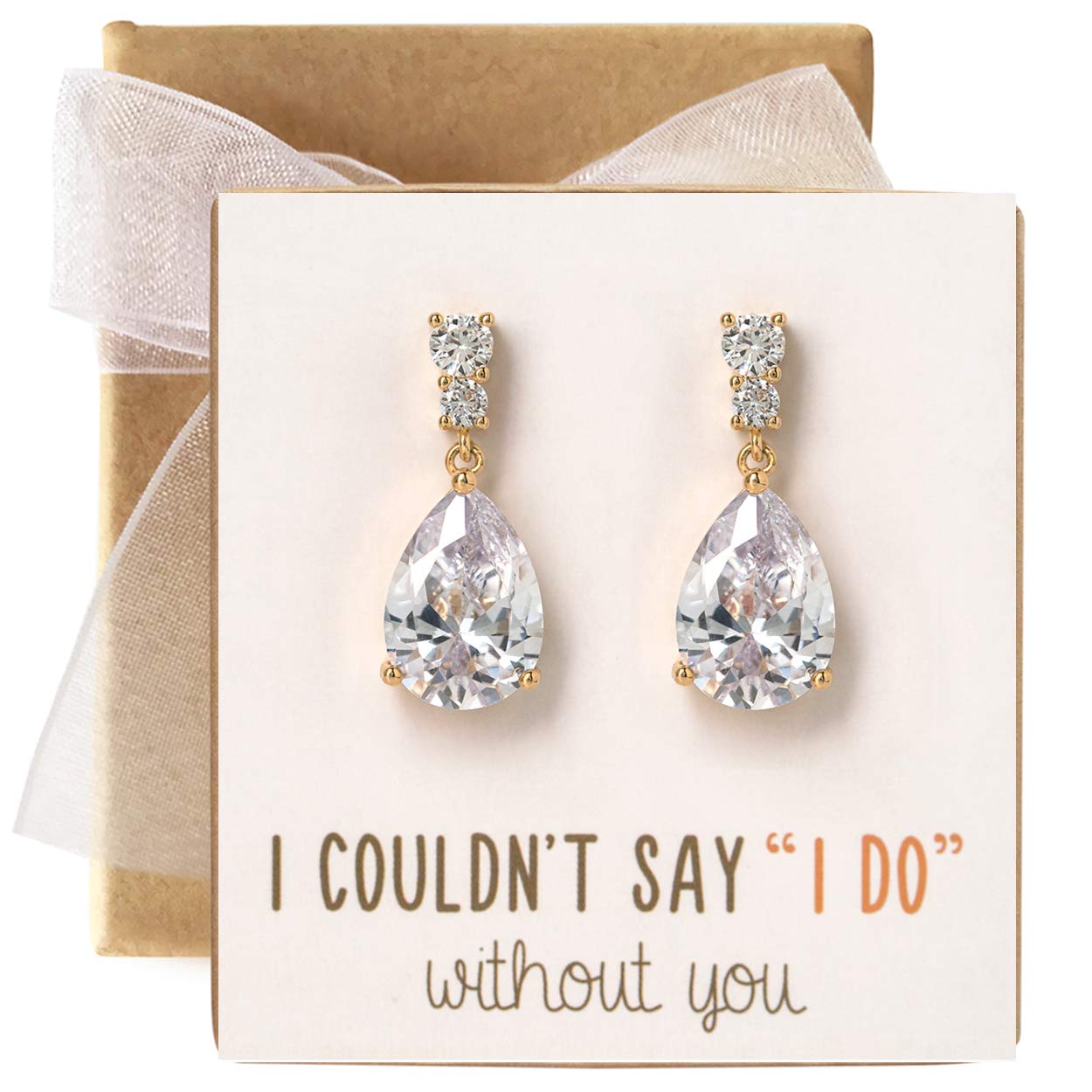 A+O Bridesmaid Earrings Gift, Drop Earrings in Silver, Gold, Rose Gold - Image 5