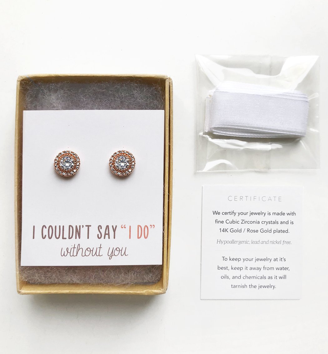 A+O Bridesmaid Gift, Crystal Stud Post or Clip-on Earrings in Silver, Gold, Rose Gold - Image 6