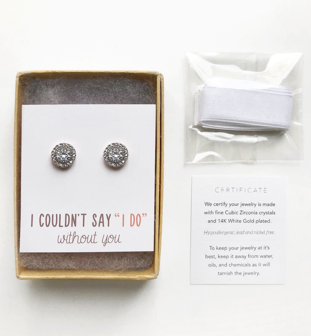 A+O Bridesmaid Gift, Crystal Stud Post or Clip-on Earrings in Silver, Gold, Rose Gold - Image 6