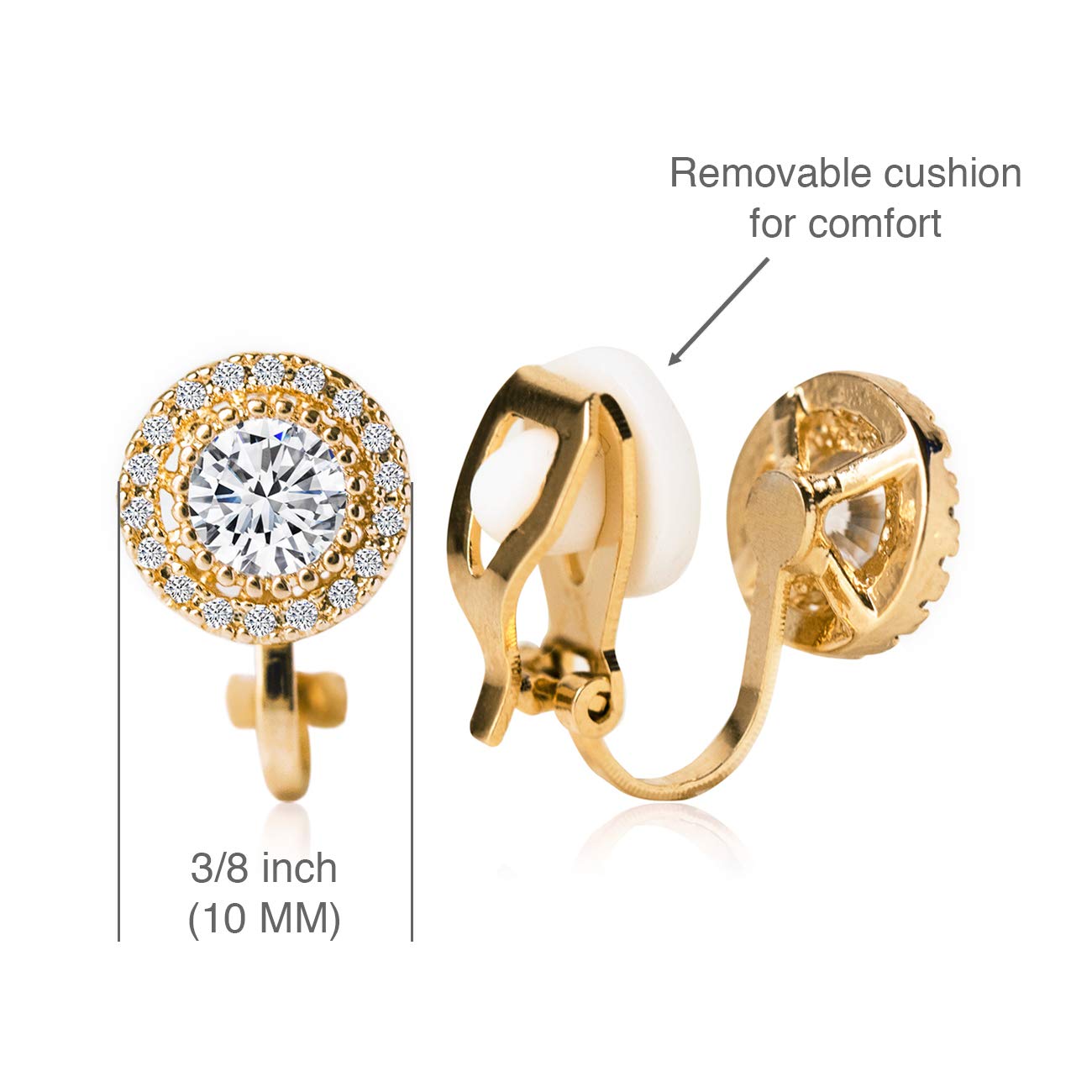 A+O Bridesmaid Gift, Crystal Stud Post or Clip-on Earrings in Silver, Gold, Rose Gold - Image 3