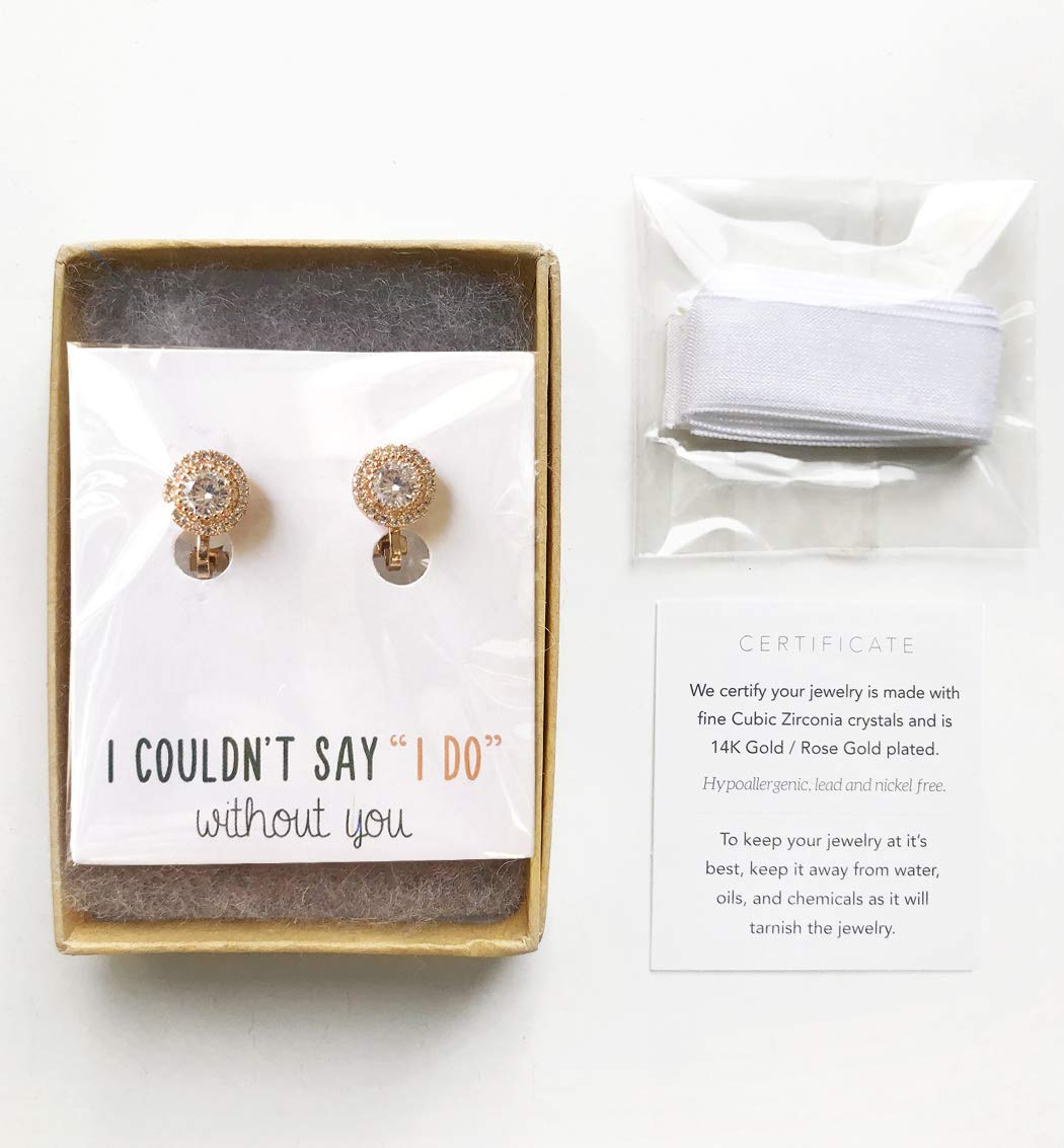 A+O Bridesmaid Gift, Crystal Stud Post or Clip-on Earrings in Silver, Gold, Rose Gold - Image 5