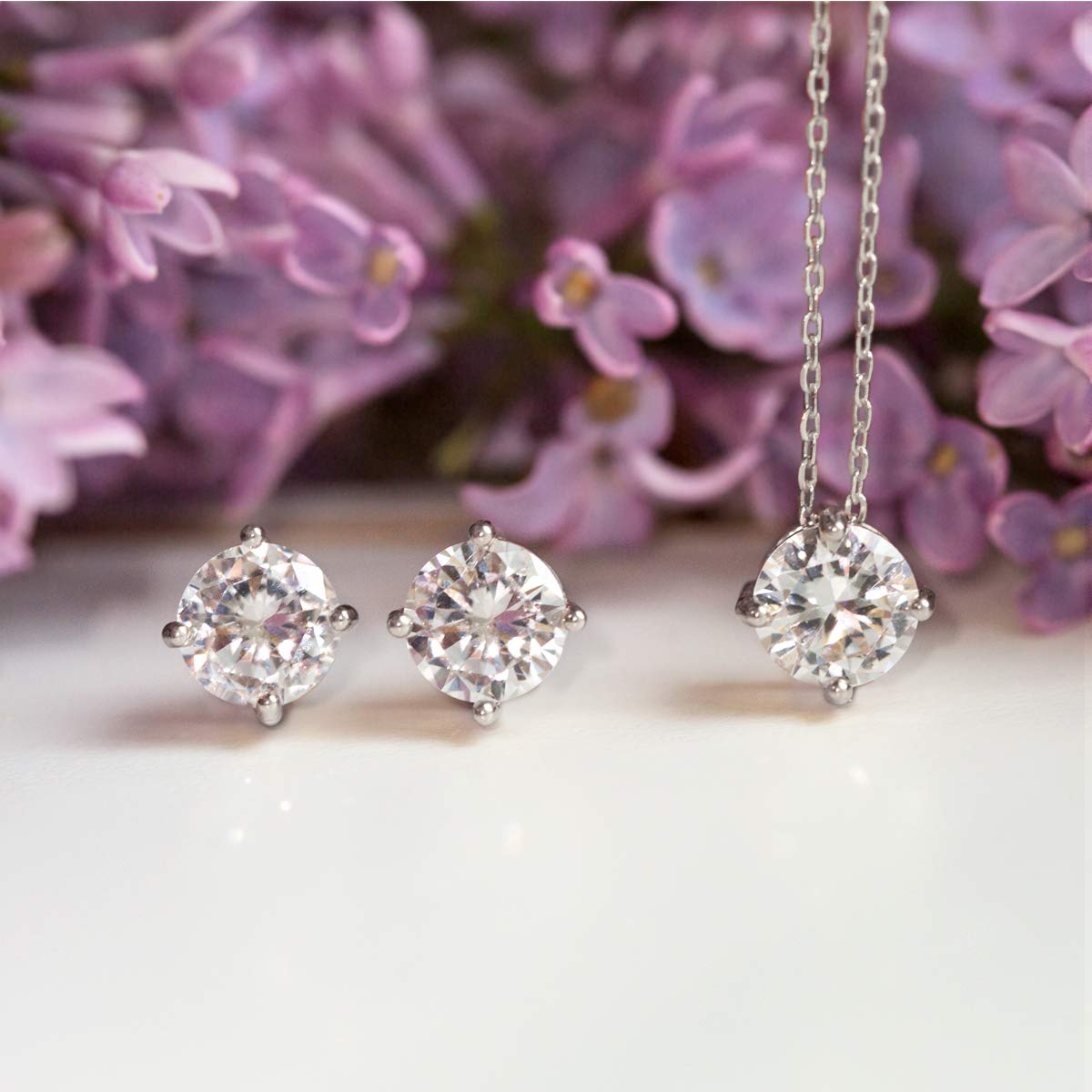 A+O Bridesmaid Gift - Cubic Zirconia Earring and Necklace Set - Image 3