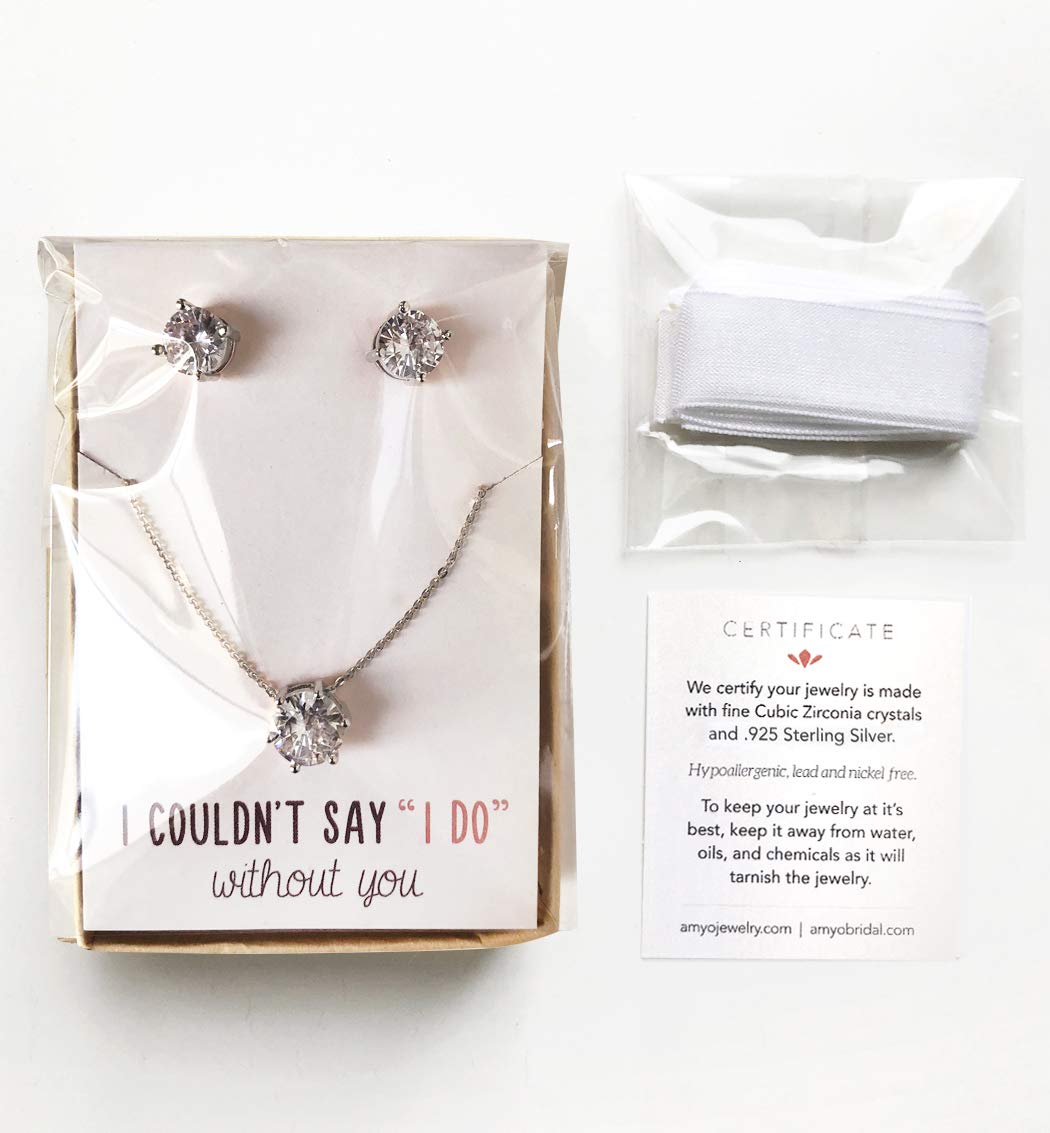 A+O Bridesmaid Gift - Cubic Zirconia Earring and Necklace Set - Image 5