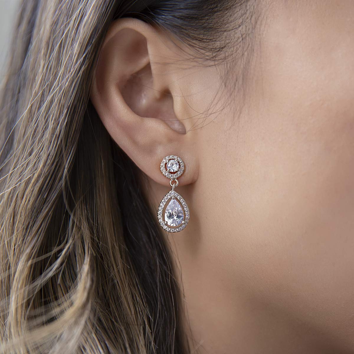 A+O Bridesmaid Gift, Drop Earrings or Clip On Earrings in Silver, Gold, Rose Gold - Image 4