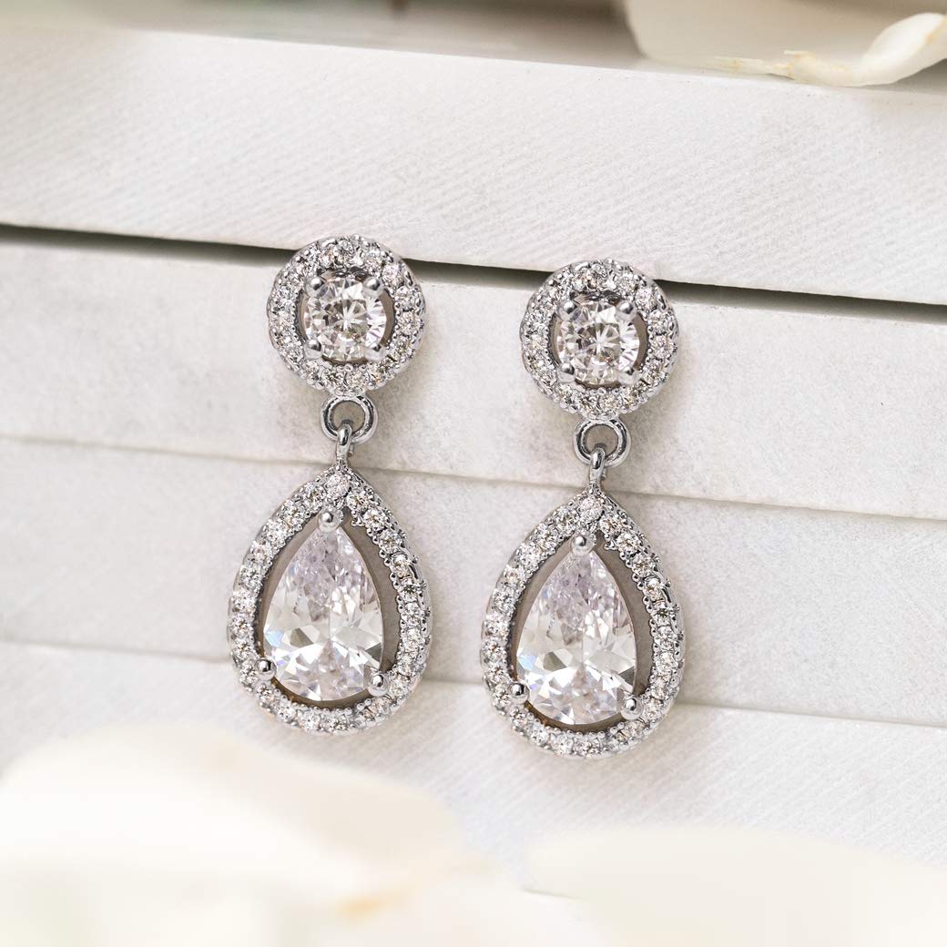 A+O Bridesmaid Gift, Drop Earrings or Clip On Earrings in Silver, Gold, Rose Gold - Image 5