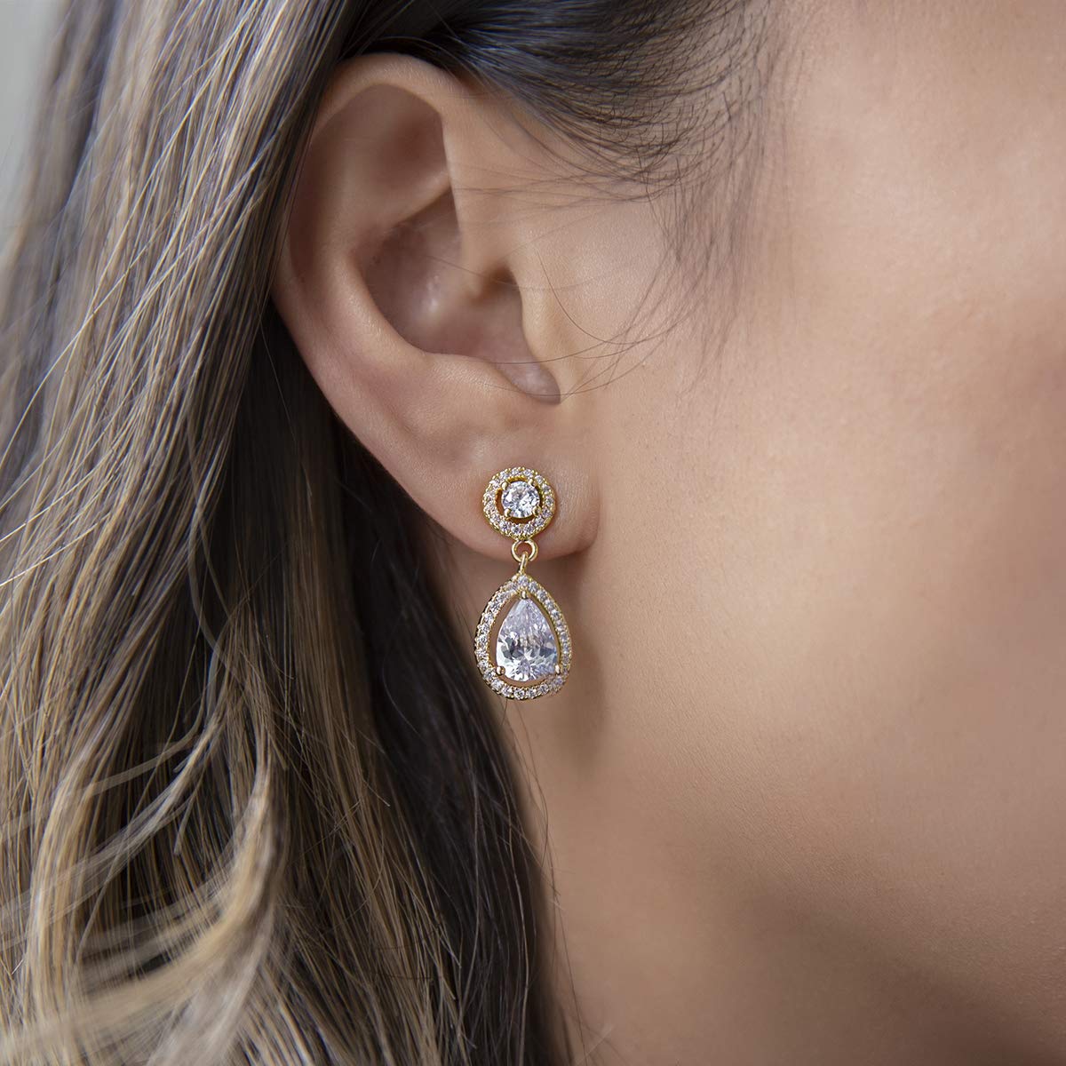 A+O Bridesmaid Gift, Drop Earrings or Clip On Earrings in Silver, Gold, Rose Gold - Image 4