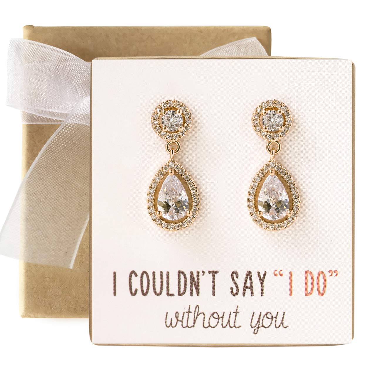 A+O Bridesmaid Gift, Drop Earrings or Clip On Earrings in Silver, Gold, Rose Gold - Image 5