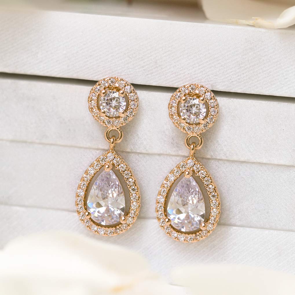 A+O Bridesmaid Gift, Drop Earrings or Clip On Earrings in Silver, Gold, Rose Gold - Image 6