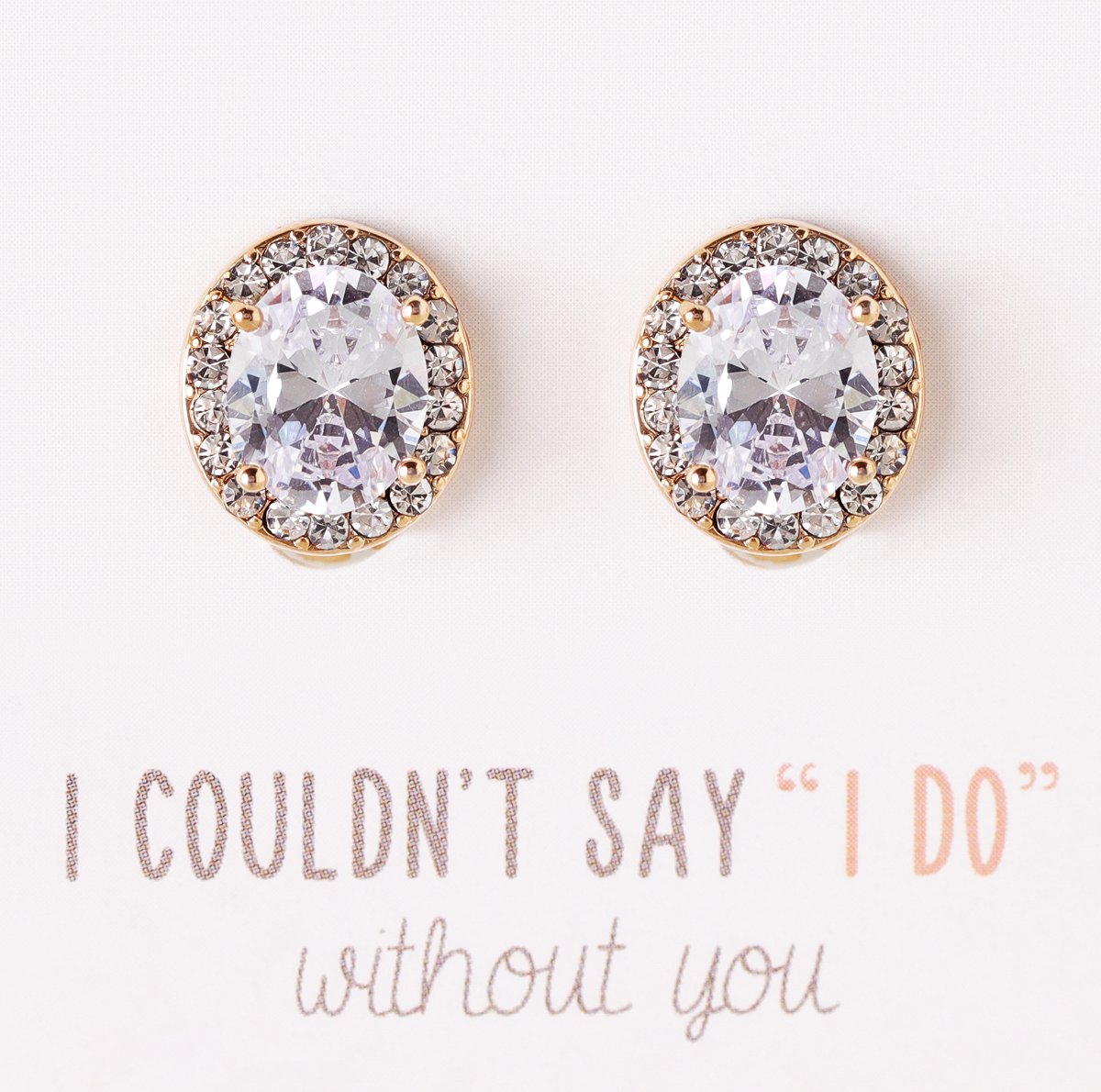 A+O Bridesmaid Gift Oval Crystal Stud Earrings in Gold, Rose Gold, Silver - Image 5