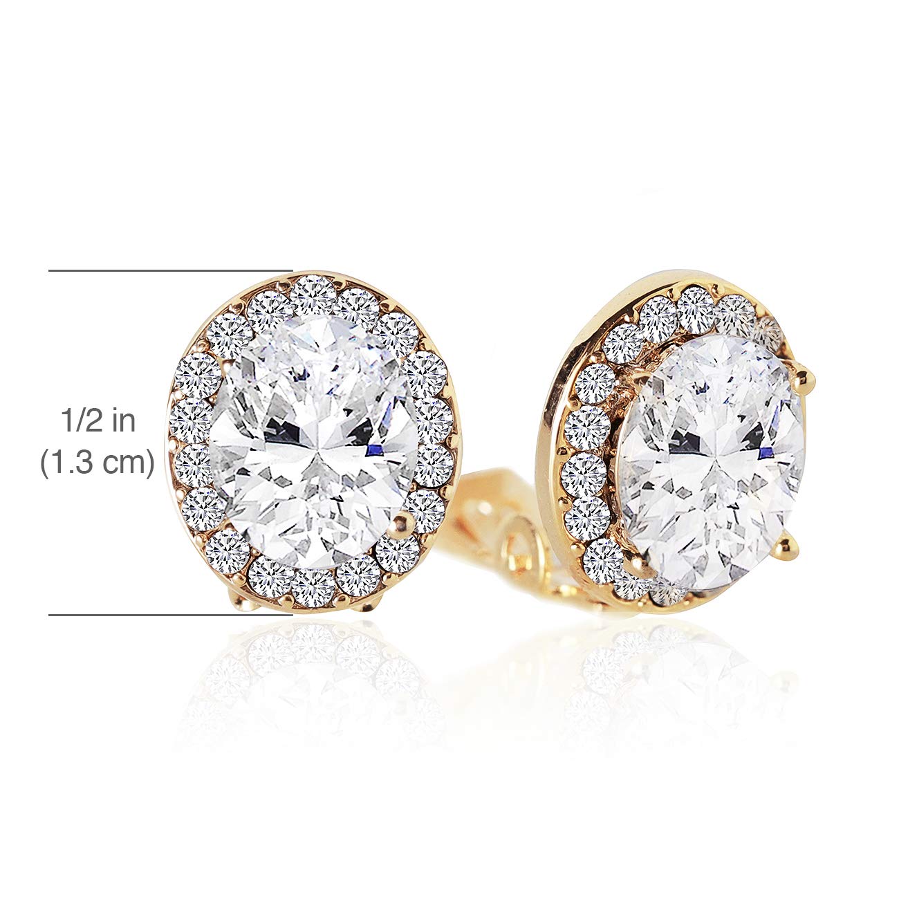 A+O Bridesmaid Gift Oval Crystal Stud Earrings in Gold, Rose Gold, Silver - Image 6
