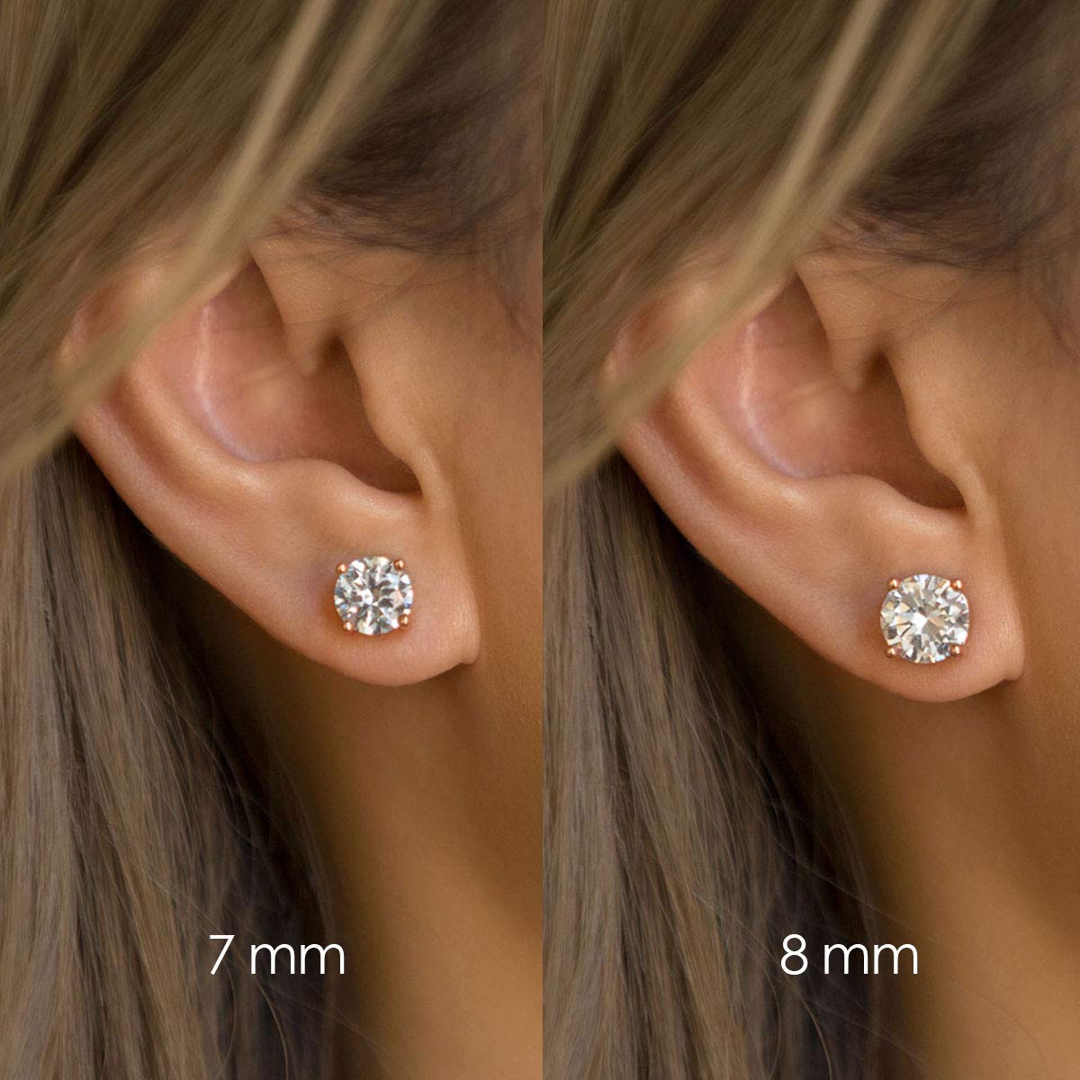 A+O Bridesmaid Gift Stud Earrings- 7 MM Cubic Zirconia in Silver - Image 5