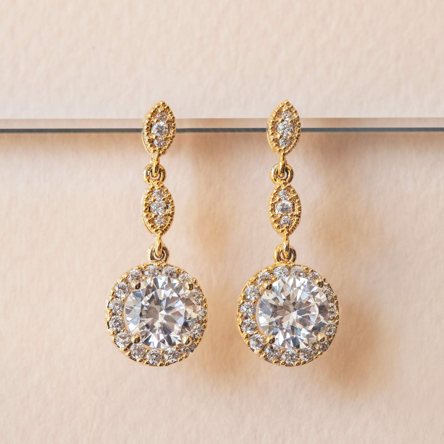 A+O Bridesmaid Gift, Wedding Drop Dangle Crystal Earrings in Silver, Gold, Rose Gold - Image 5
