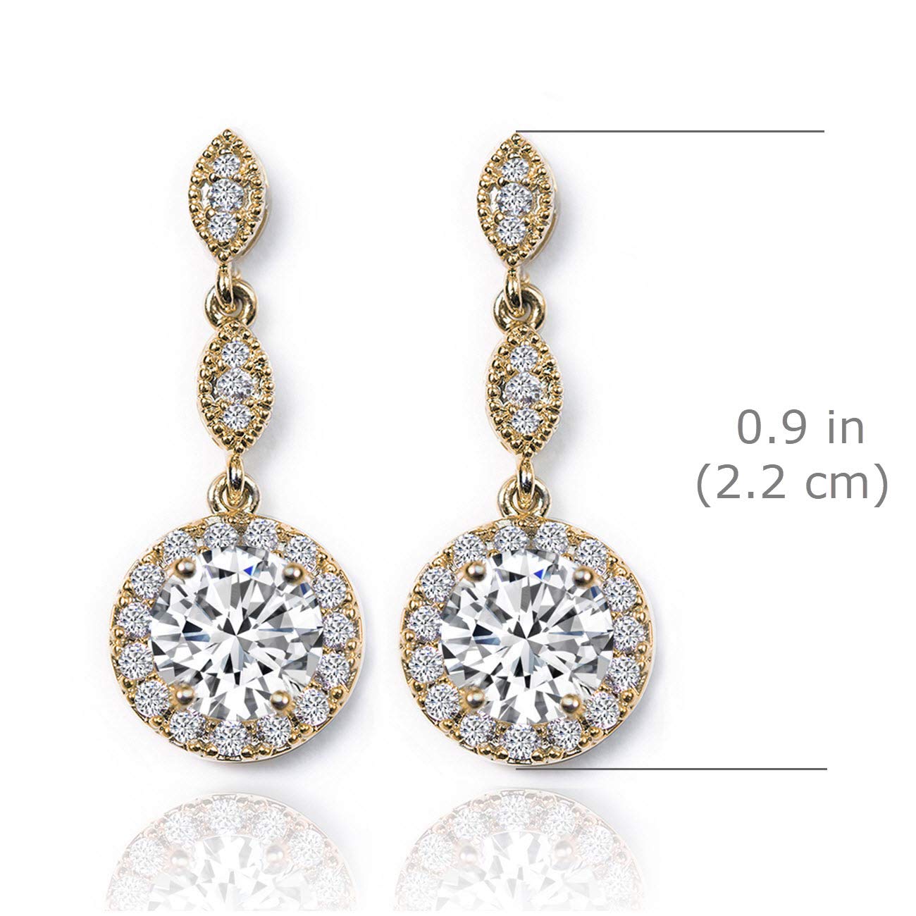 A+O Bridesmaid Gift, Wedding Drop Dangle Crystal Earrings in Silver, Gold, Rose Gold - Image 6