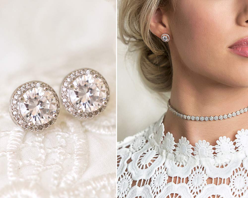 A+O Bridesmaid Jewelry Gift - Round Stud Earrings or Necklace in Silver, Yellow Gold, Rose Gold - Image 4