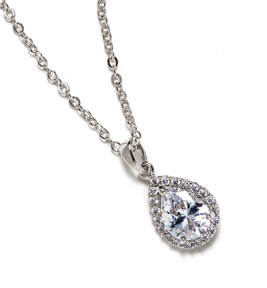 A+O Bridesmaid Jewelry Gift, Teardrop Pear Necklace in Gold, Rose Gold, Silver - Image 5