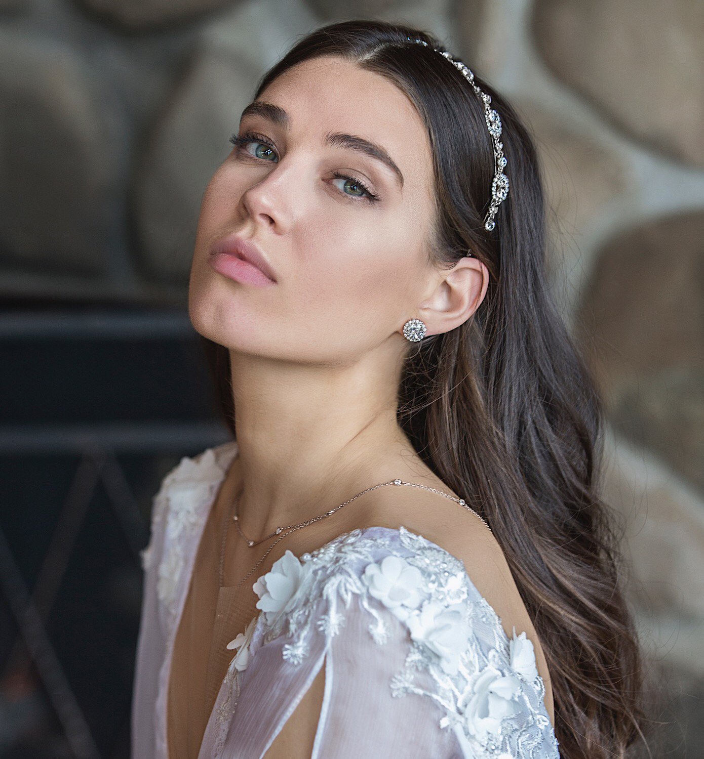 A+O Clip on Earrings, Round Crystal Stud Clip Earrings in Gold, Rose-Gold, Silver - Image 4