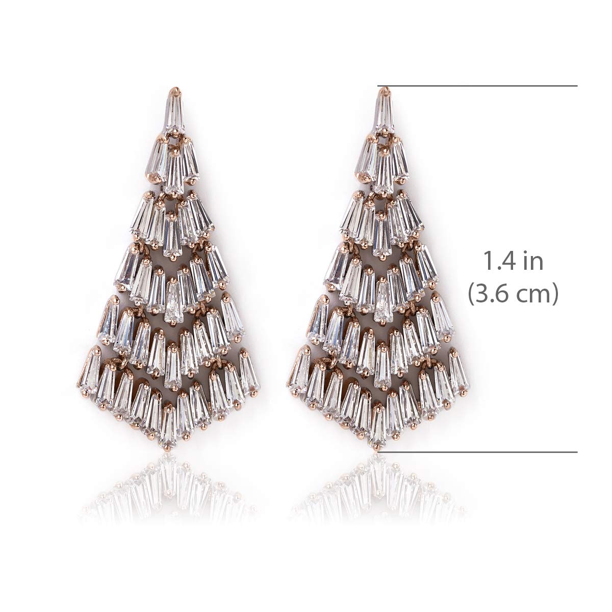 A+O Deco Statement CZ Drop Earrings in Silver or Rose Gold - Image 4