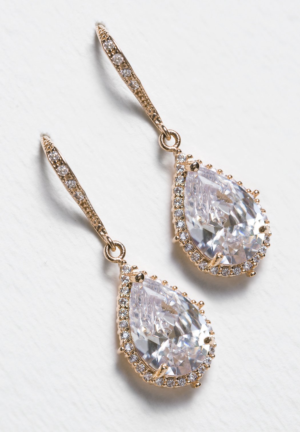 A+O Elegant Teardrop Cubic Zirconia Crystal Earrings in Silver, Gold, Rose Gold - Image 4