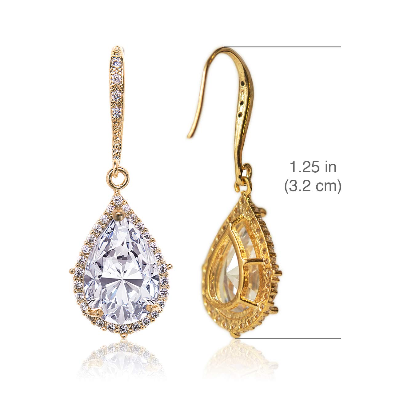 A+O Elegant Teardrop Cubic Zirconia Crystal Earrings in Silver, Gold, Rose Gold - Image 5