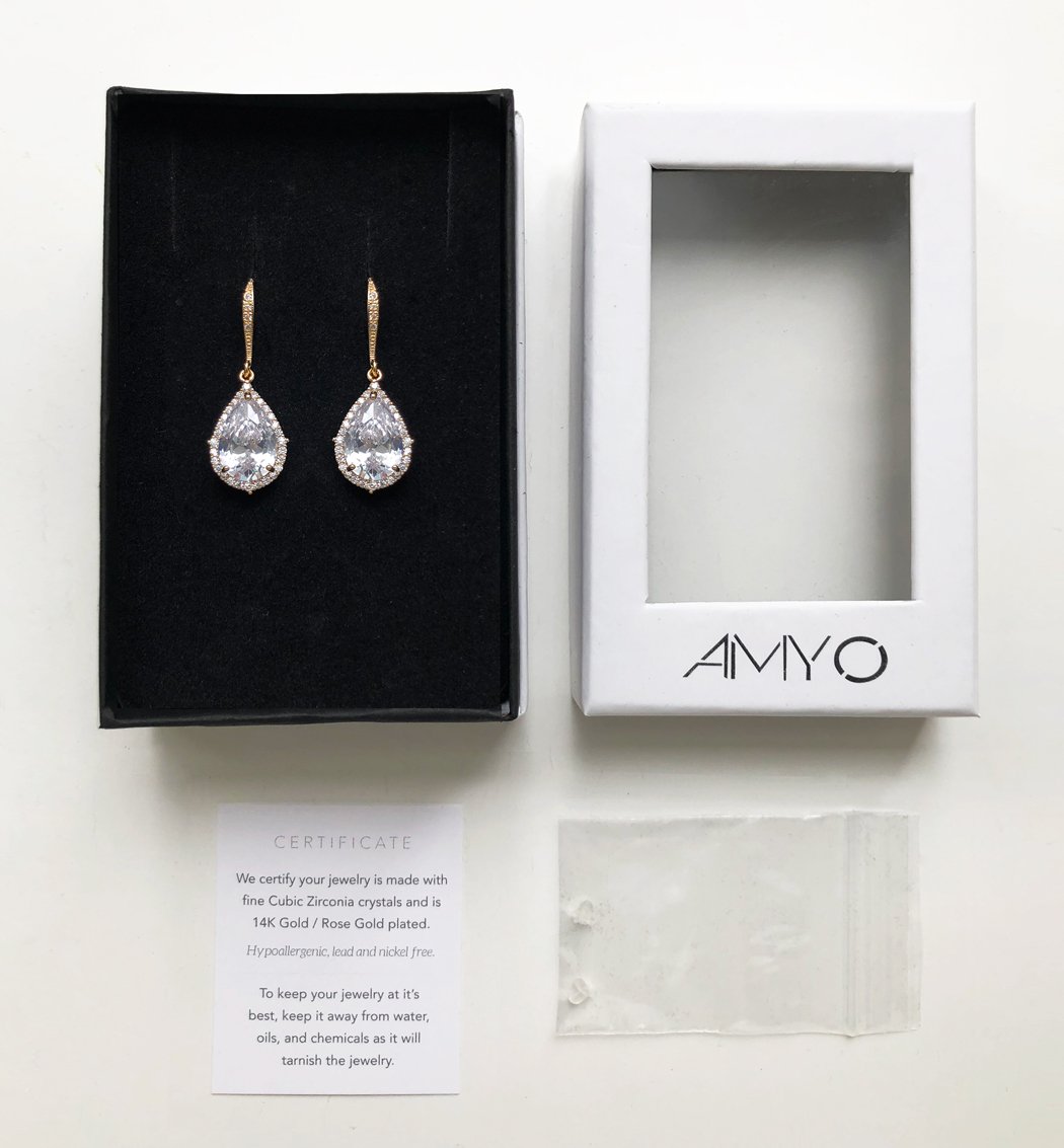A+O Elegant Teardrop Cubic Zirconia Crystal Earrings in Silver, Gold, Rose Gold - Image 7