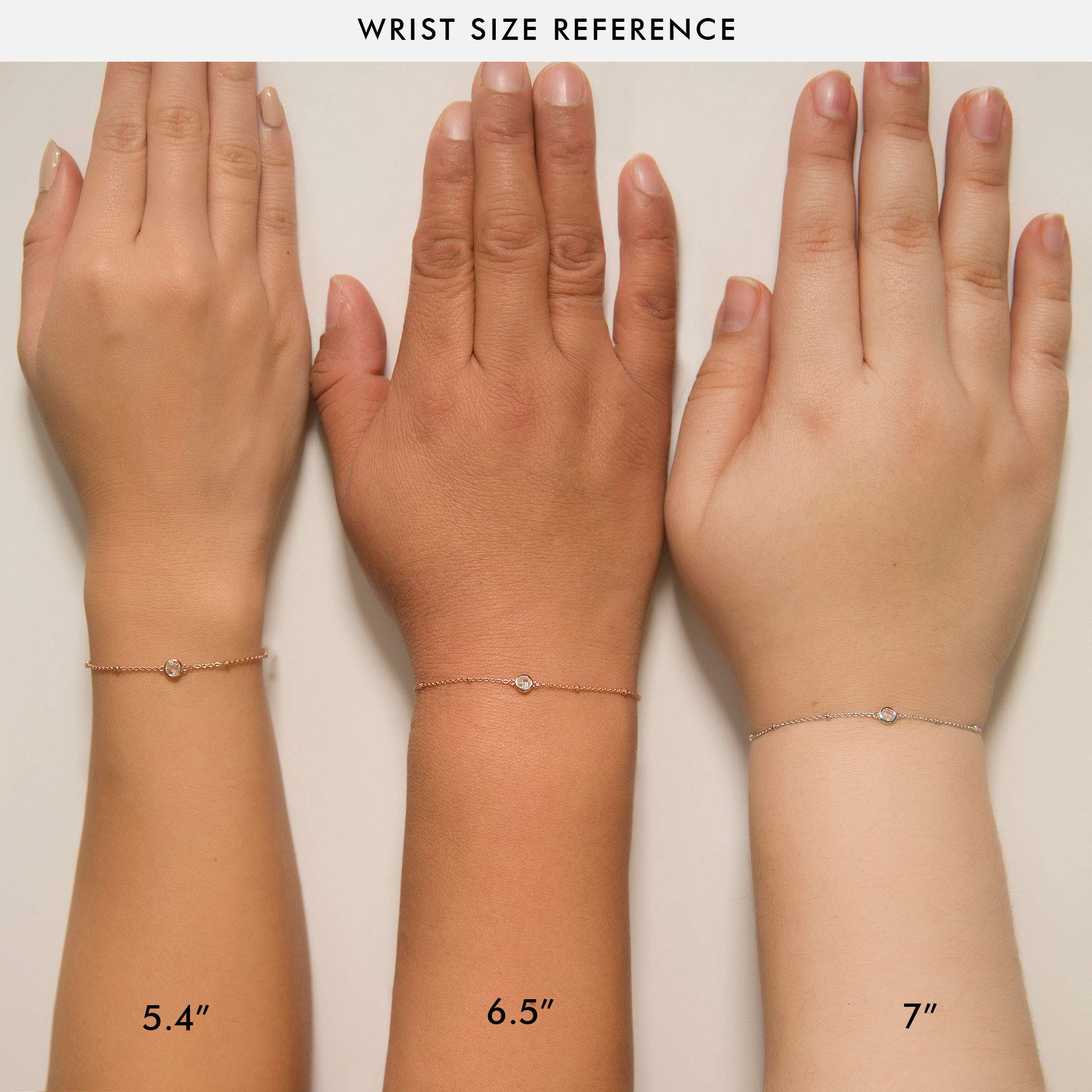 A+O Friendship Bracelet, Tiny Crystal Dainty Chain Bracelet in Gold, Rose Gold, Sterling Silver - Image 6