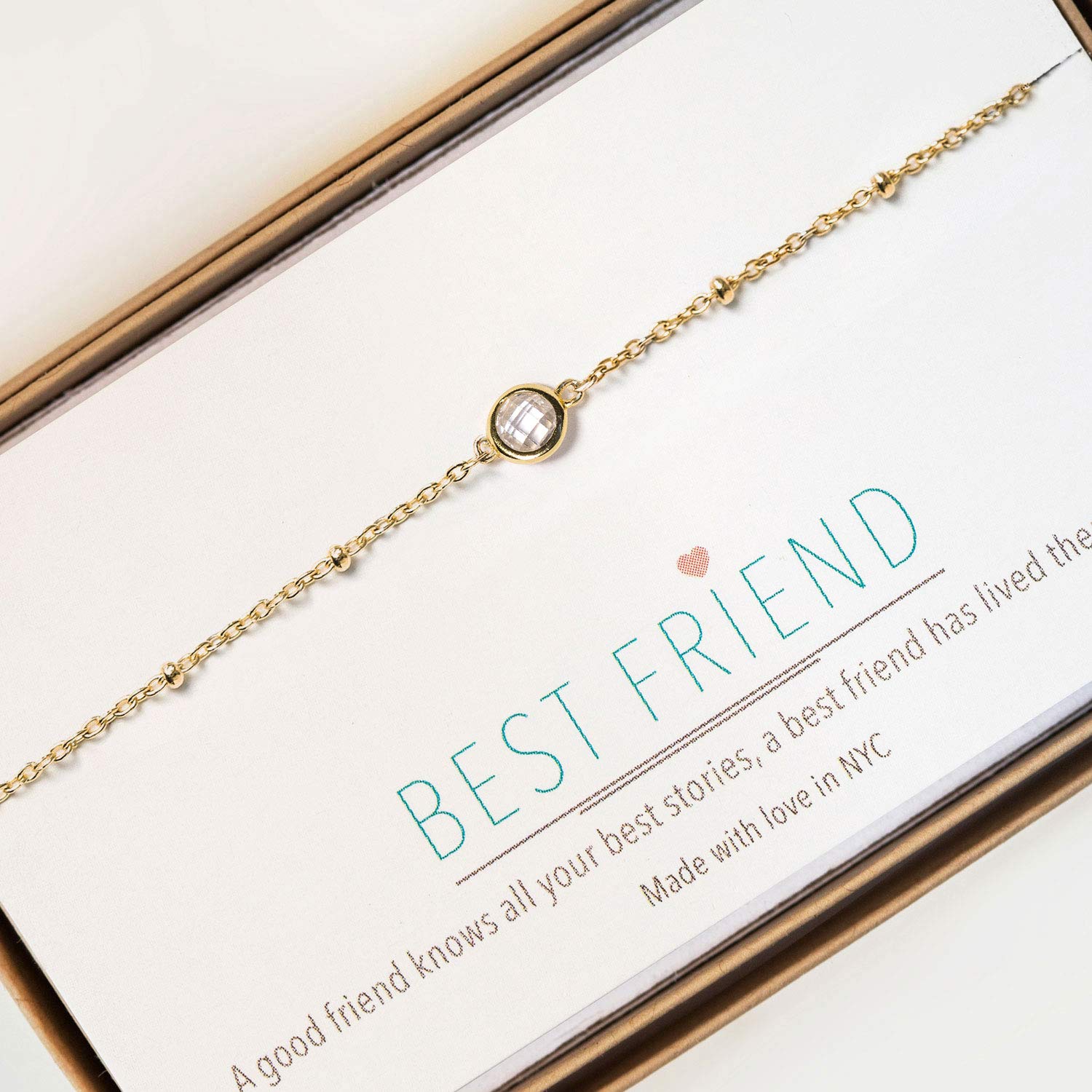 A+O Friendship Bracelet, Tiny Crystal Dainty Chain Bracelet in Gold, Rose Gold, Sterling Silver - Image 7