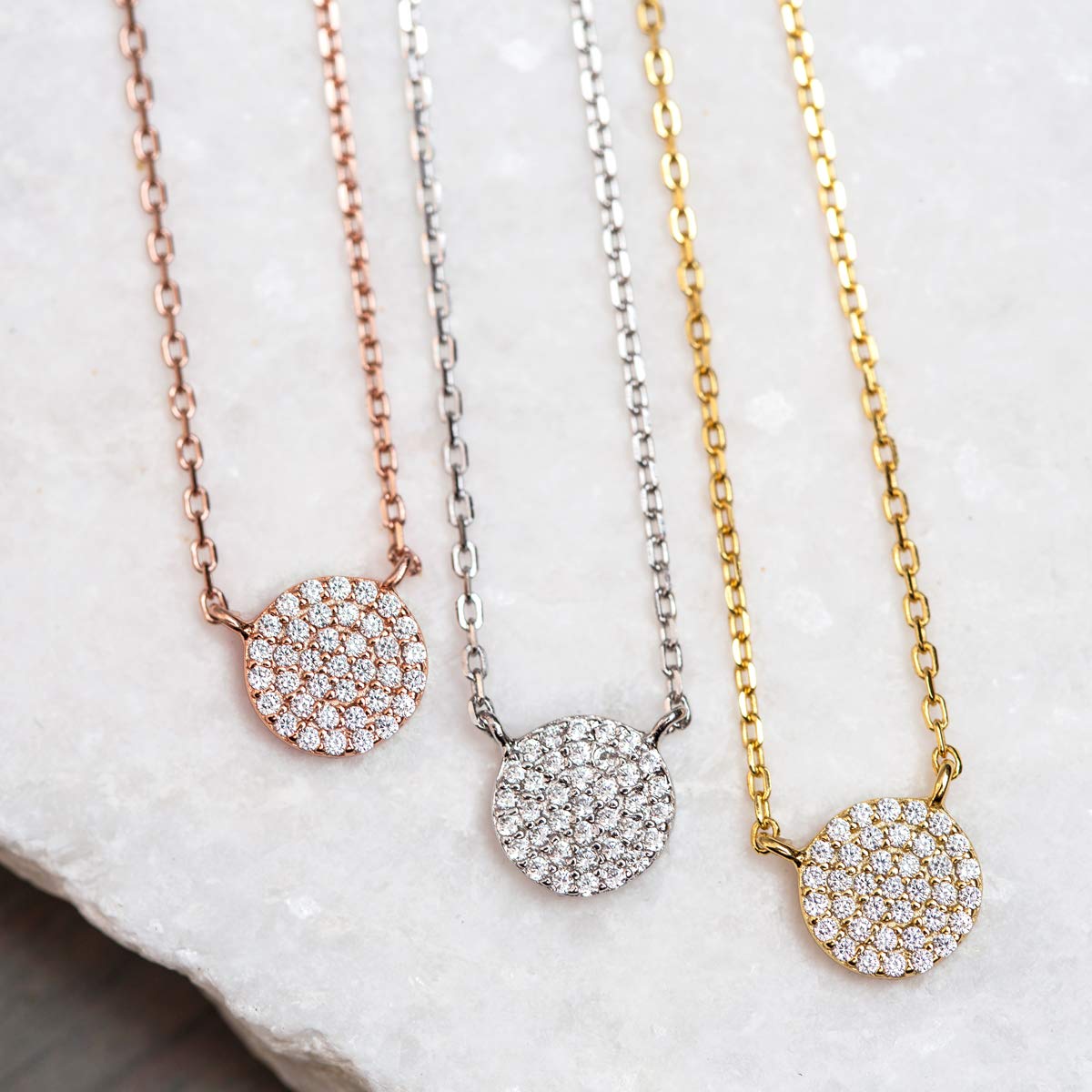 A+O Friendship Necklace, Best Friend Gift - CZ Pave Necklace in Gold, Rose Gold, Sterling Silver - Image 7