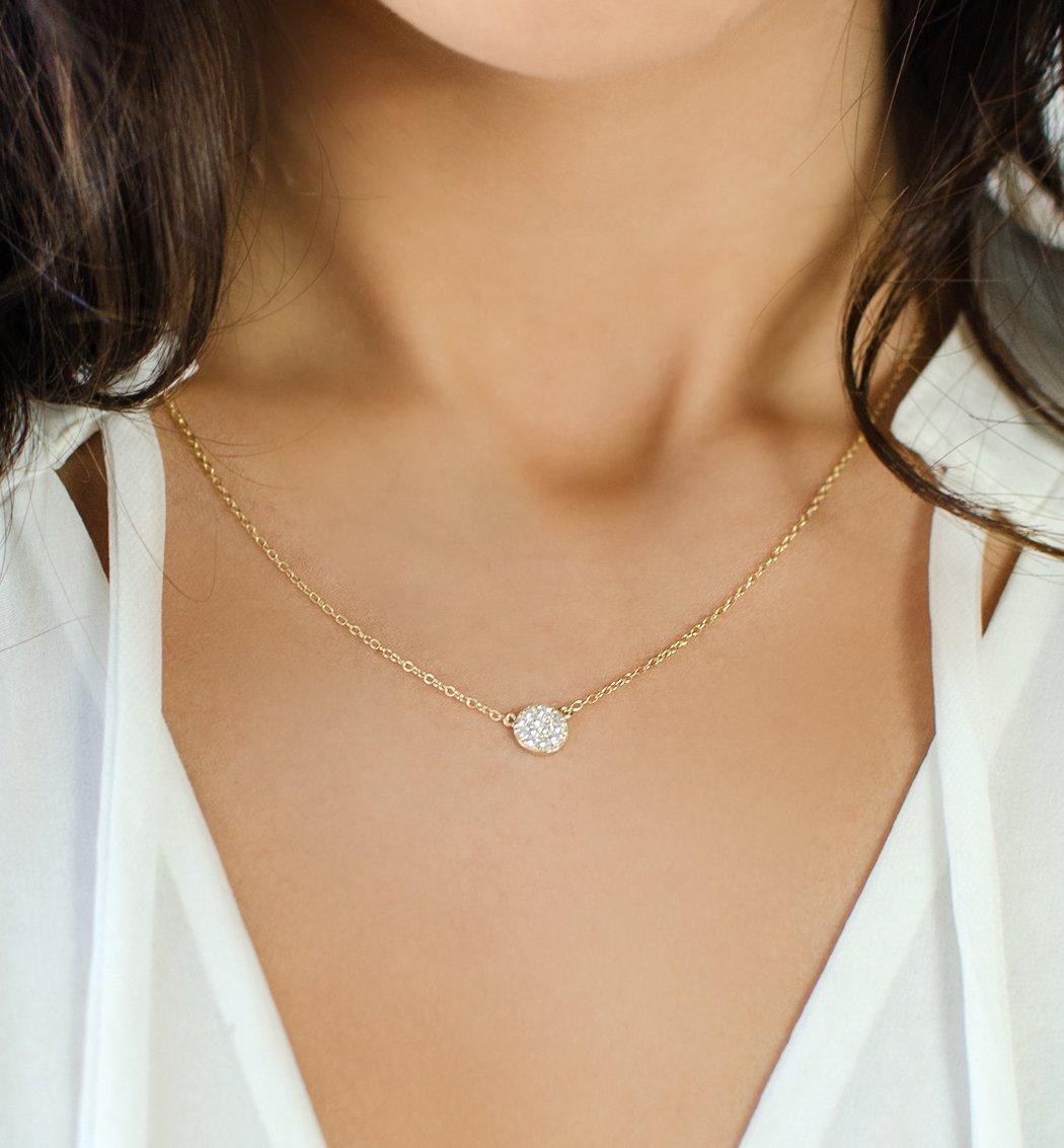 A+O Friendship Necklace - CZ Pave Necklace in Gold, Rose Gold, Sterling Silver - Image 3
