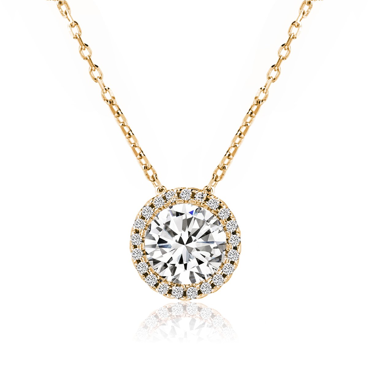 A+O Gift for Mom, Aunt, Grandma - Solitaire Halo Necklace in Gold, Rose Gold, Silver - Image 4