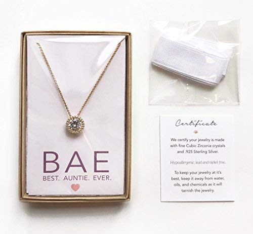 A+O Gift for Mom, Aunt, Grandma - Solitaire Halo Necklace in Gold, Rose Gold, Silver - Image 8