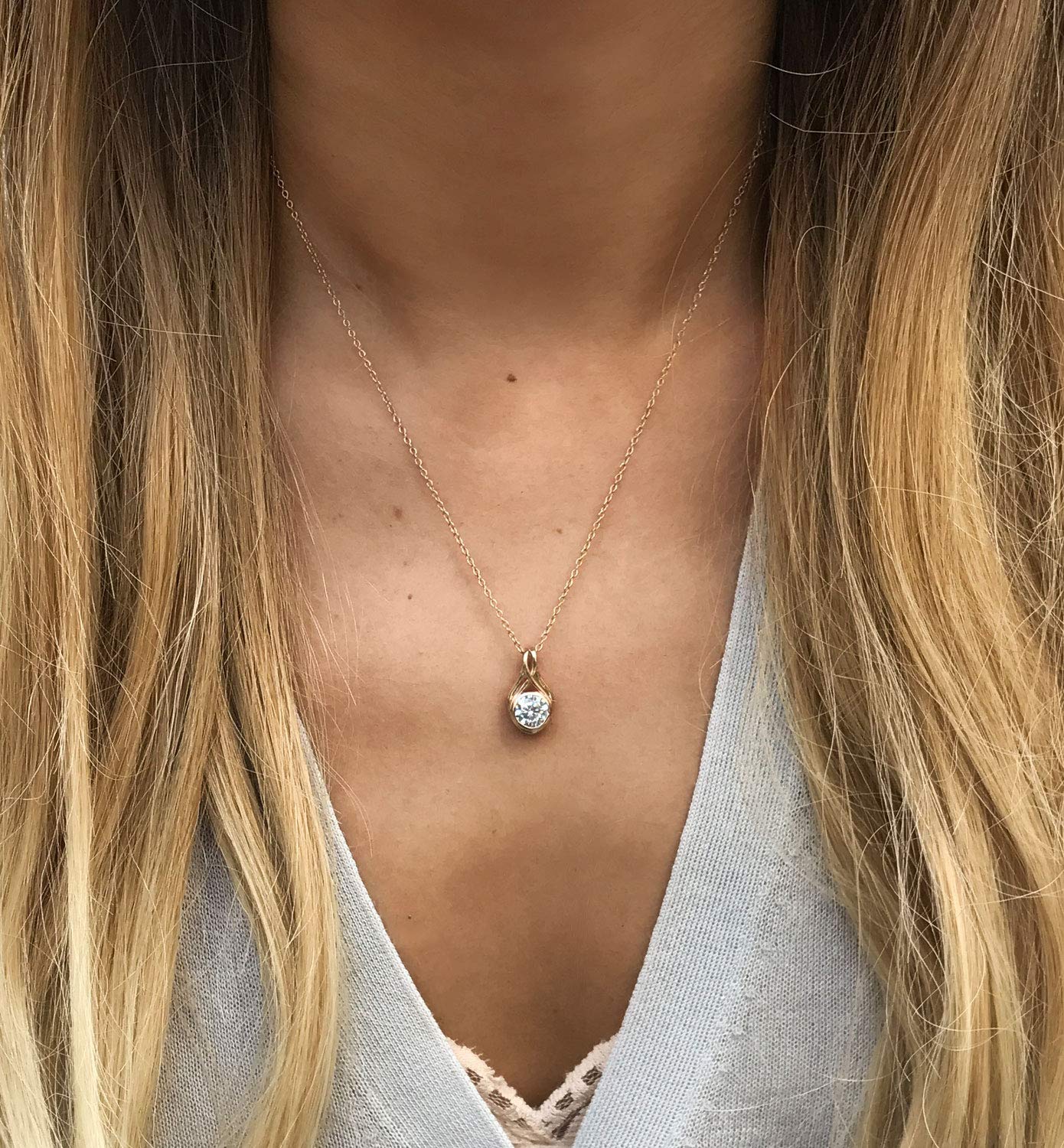 A+O Gift for mom Cubic Zirconia Crystal Pendant in Gold Vermeil, Rose Gold Vermeil and Sterling Silver - Image 3