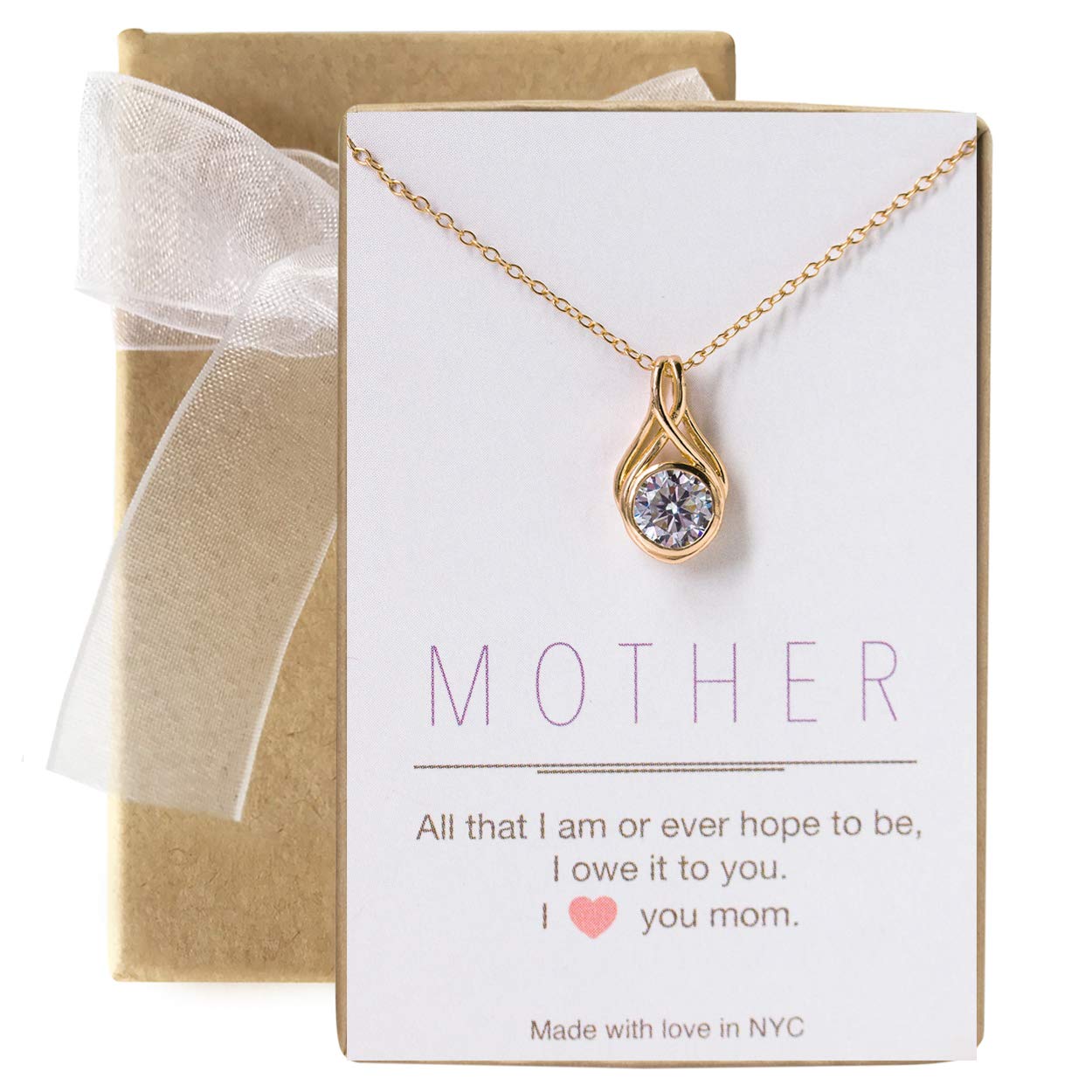A+O Gift for mom Cubic Zirconia Crystal Pendant in Gold Vermeil, Rose Gold Vermeil and Sterling Silver - Image 4