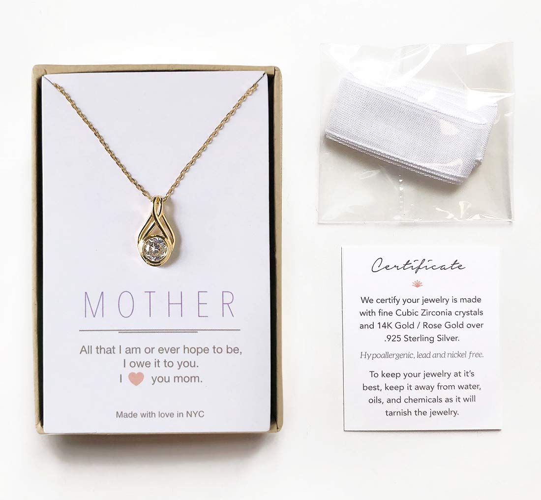 A+O Gift for mom Cubic Zirconia Crystal Pendant in Gold Vermeil, Rose Gold Vermeil and Sterling Silver - Image 5
