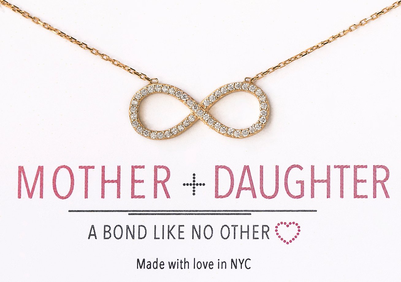 A+O Gift for Mother and Daughter, Infinity Crystal Necklace Pendant in Rose Gold or Silver - Image 4