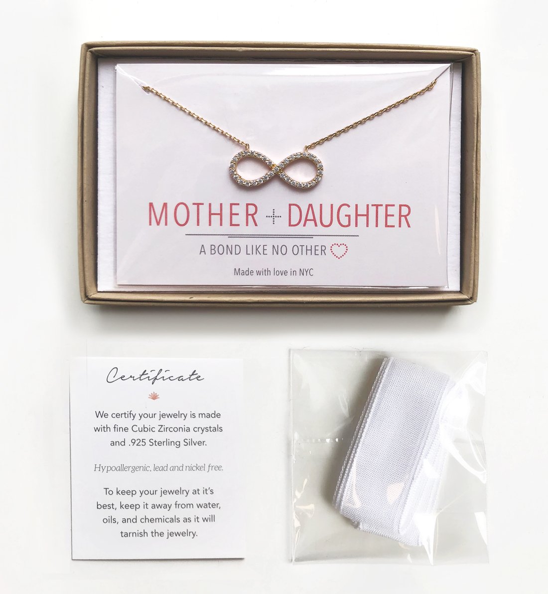 A+O Gift for Mother and Daughter, Infinity Crystal Necklace Pendant in Rose Gold or Silver - Image 5