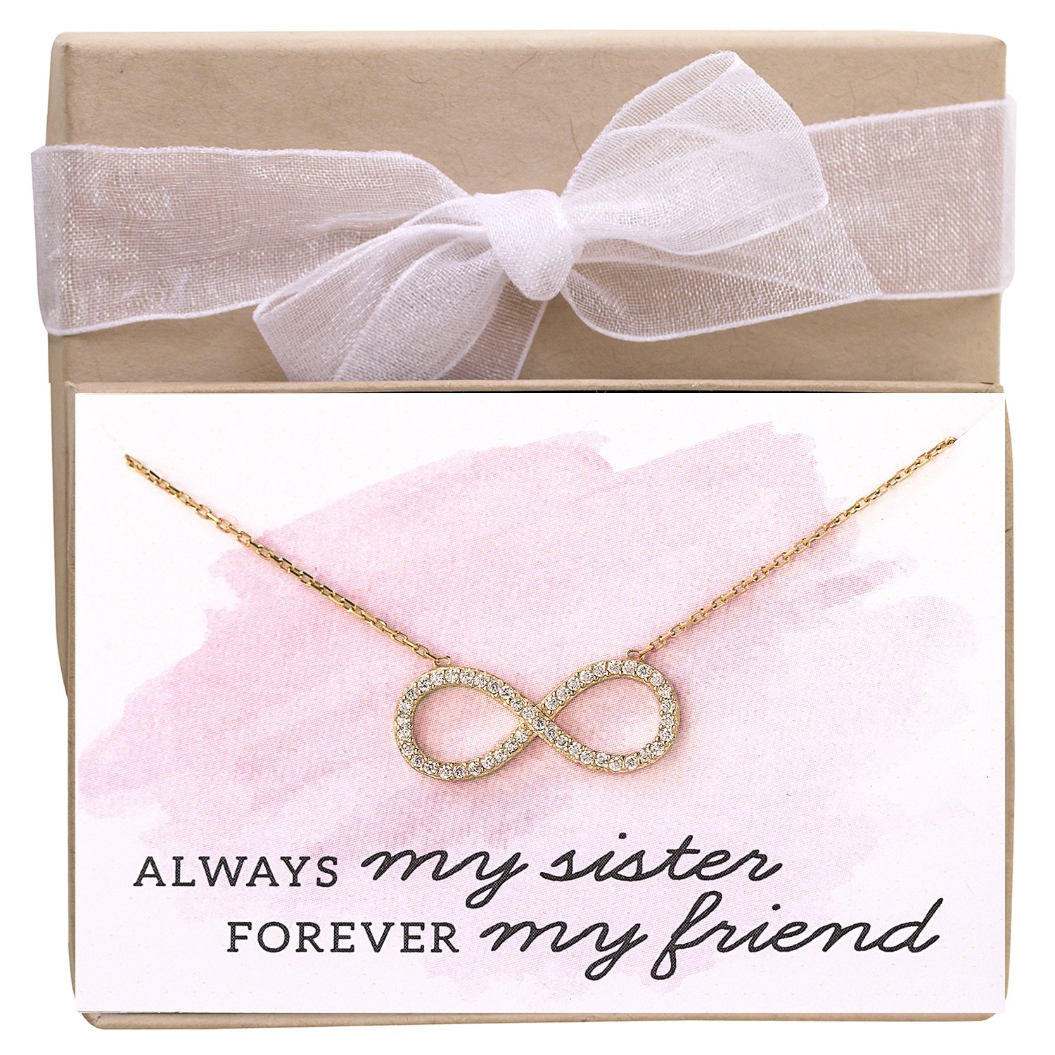 A+O Gift for sister, Infinity Crystal Necklace Pendant in Gold, Rose Gold or Silver - Image 4