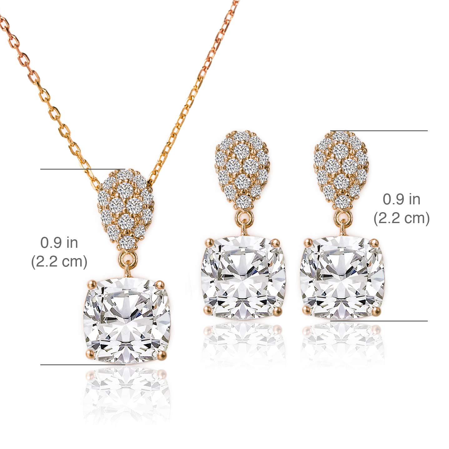 A+O Mother of The Bride or Groom Gift, Cushion Cut Wedding Jewelry Set in Silver, Gold, Rose Gold - Image 7
