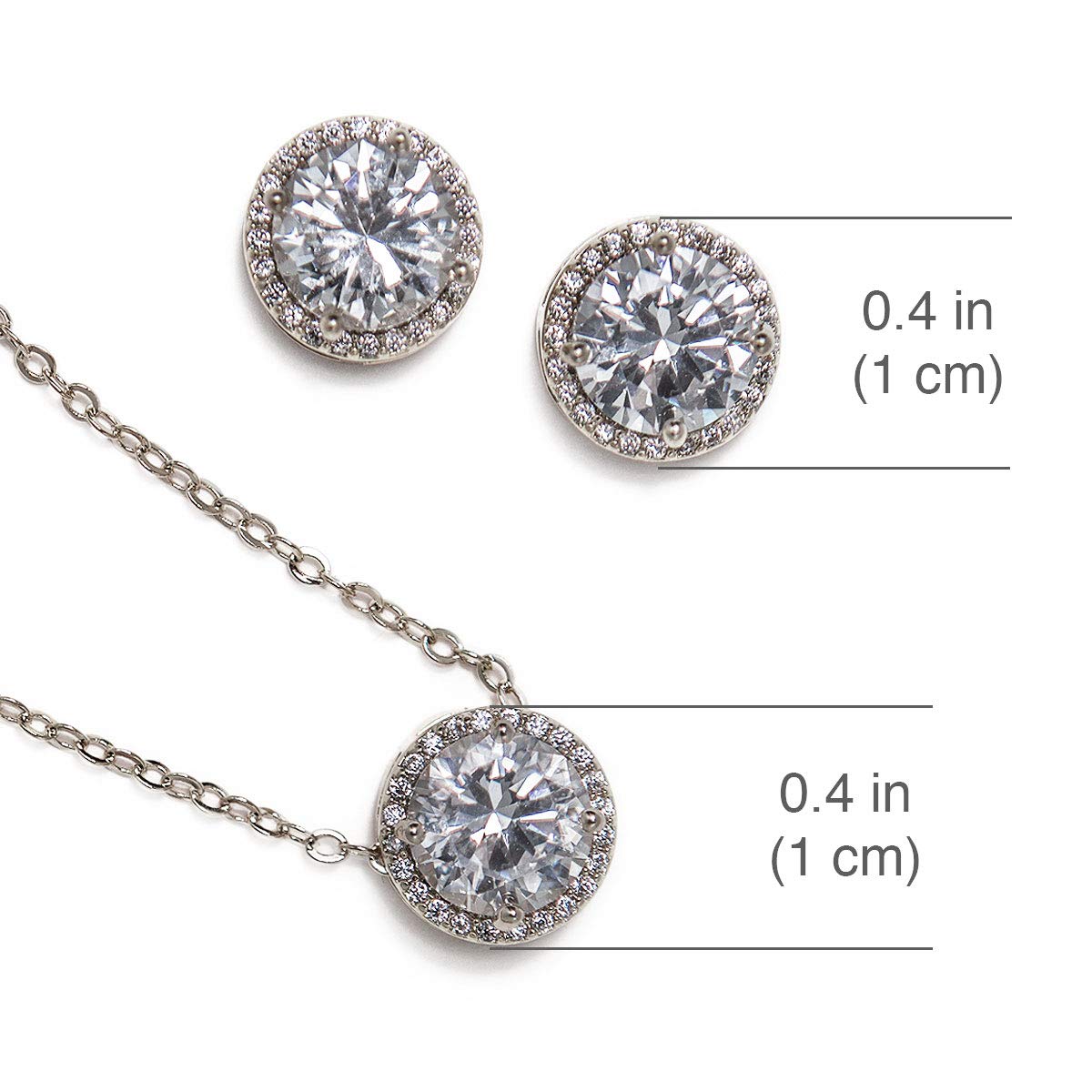 A+O Mother of the Bride or Groom Gift - Round Stud Earrings and Necklace Jewelry set in Silver, Yellow Gold, Rose Gold - Image 3