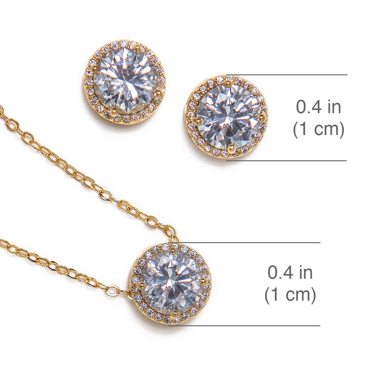 A+O Mother of the Bride or Groom Gift - Round Stud Earrings and Necklace Jewelry set in Silver, Yellow Gold, Rose Gold - Image 3