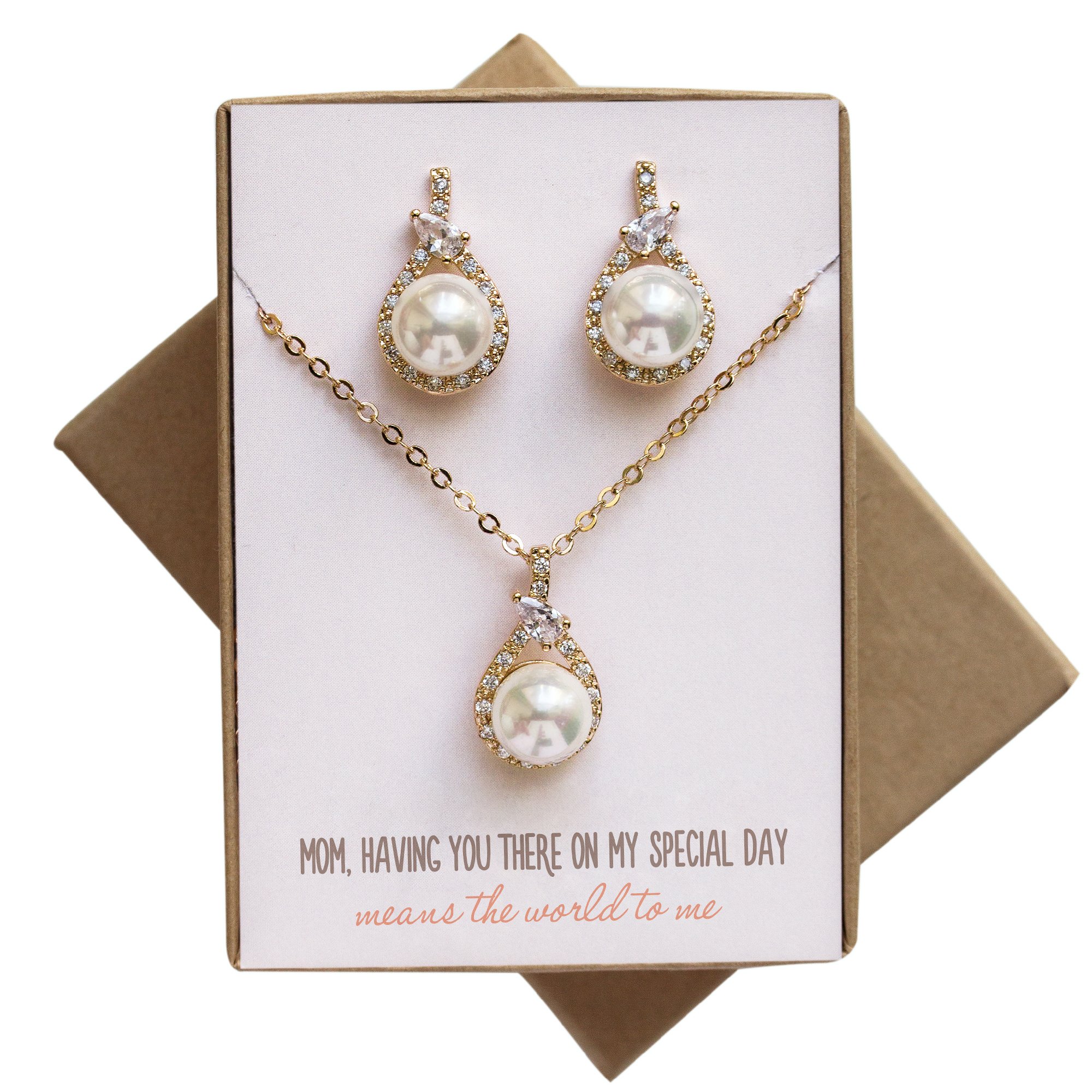 A+O Pearl Jewelry Set Gift for Mother of The Bride or Groom - Gold, Silver or Rose Gold - Image 3