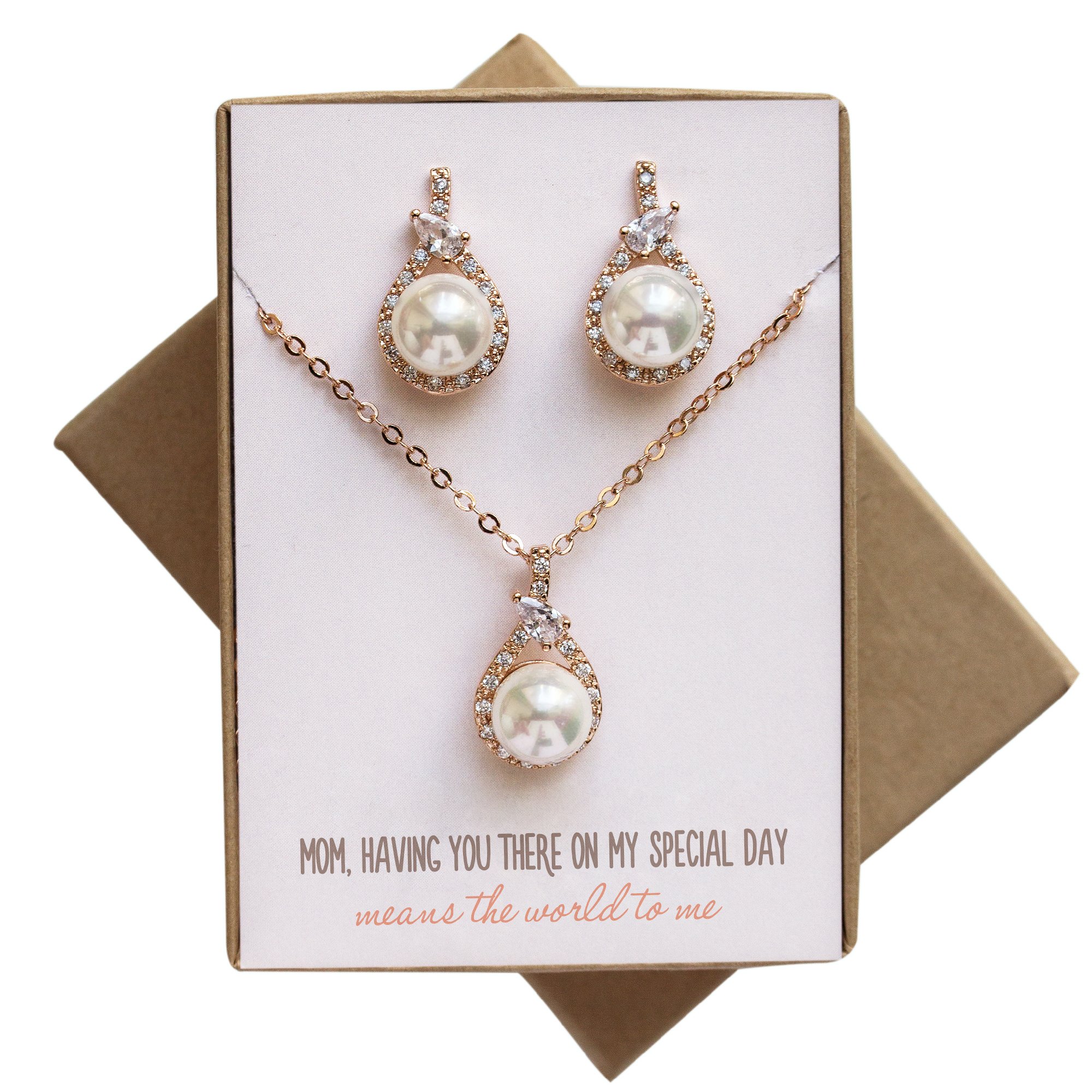 A+O Pearl Jewelry Set Gift for Mother of The Bride or Groom - Gold, Silver or Rose Gold - Image 3
