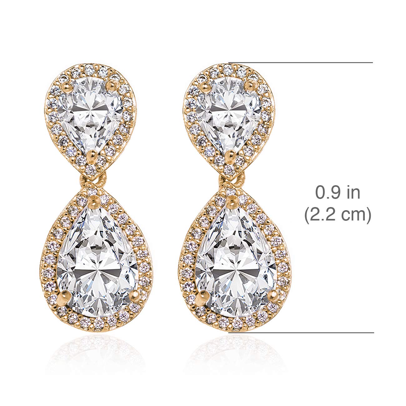 A+O Wedding Bridal Dangle Earrings or Clip on in Silver, Gold, Rose Gold - Image 3