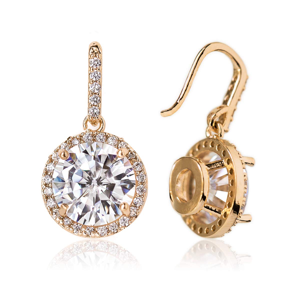 A+O Wedding Bridesmaid Earrings Gift, Cubic Zirconia Drop Dangle Earrings in Silver, Gold, Rose Gold - Image 3