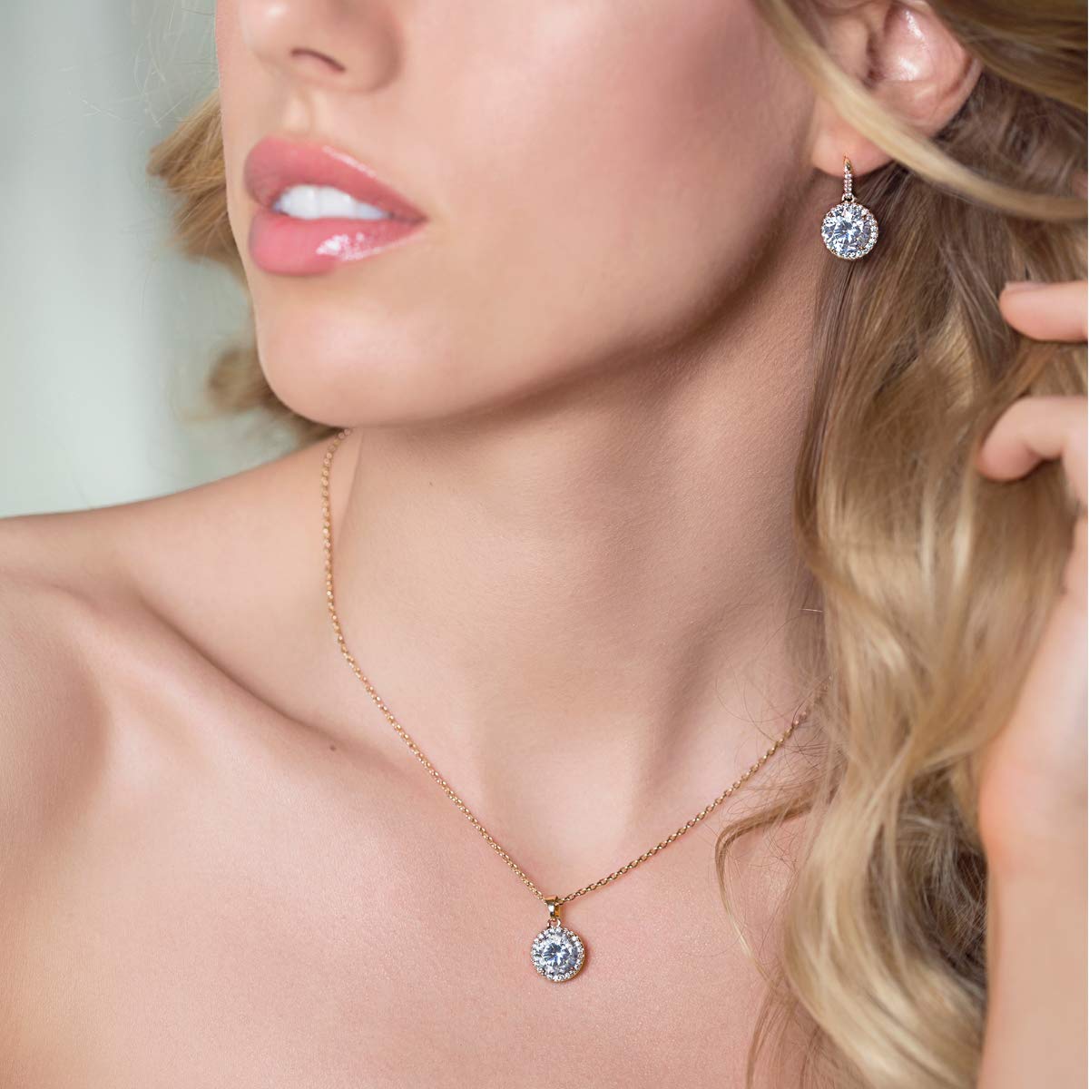 A+O Wedding Bridesmaid Earrings Gift, Cubic Zirconia Drop Dangle Earrings in Silver, Gold, Rose Gold - Image 4