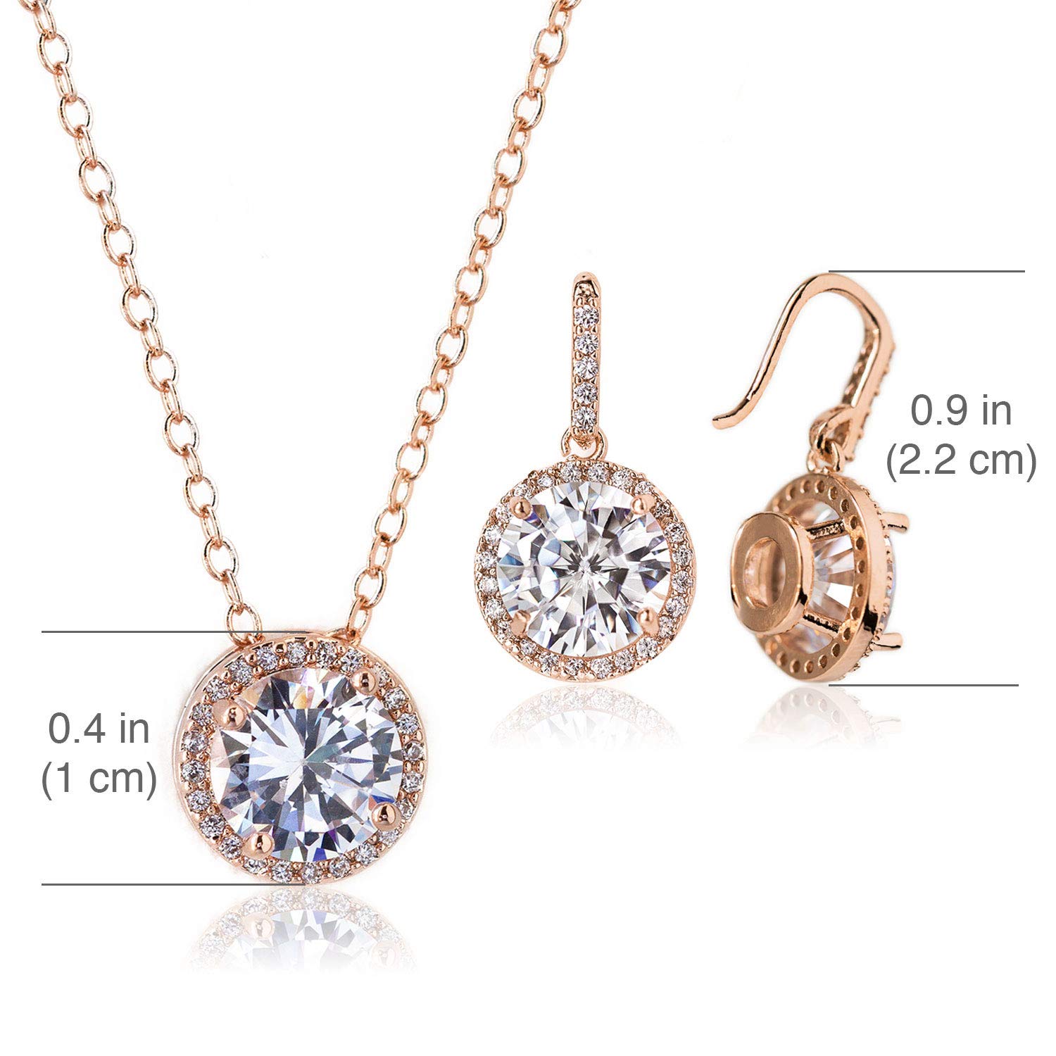 A+O Wedding Bridesmaid Earrings Gift, Cubic Zirconia Drop Dangle Earrings in Silver, Gold, Rose Gold - Image 3