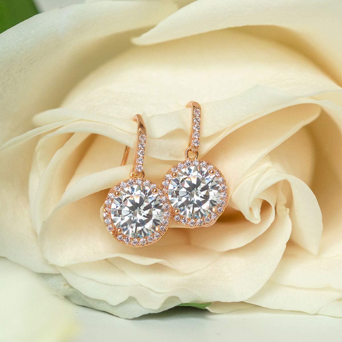 A+O Wedding Bridesmaid Earrings Gift, Cubic Zirconia Drop Dangle Earrings in Silver, Gold, Rose Gold - Image 5