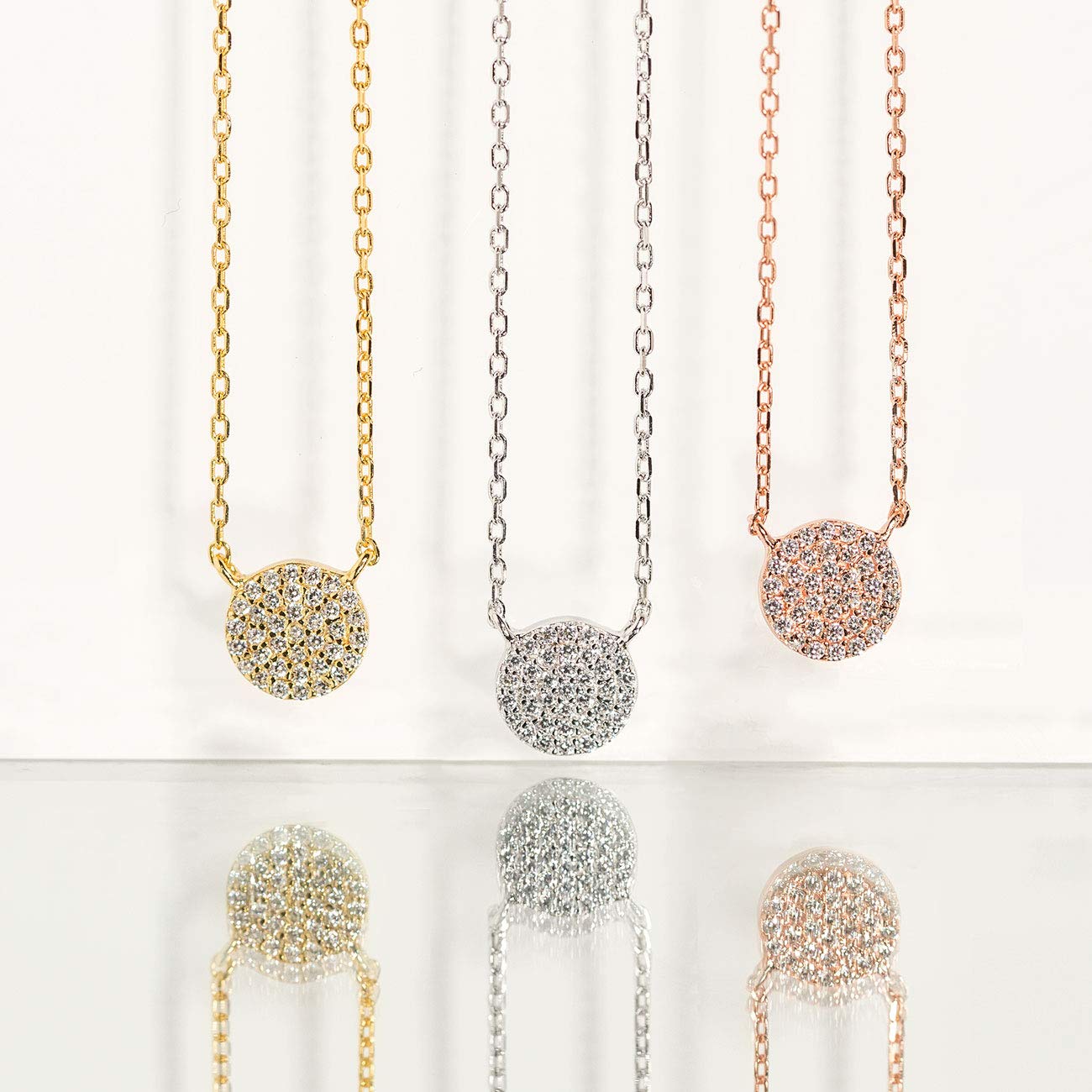 A+O Friendship Necklace - CZ Pave Necklace in Gold, Rose Gold, Sterling Silver - Image 6