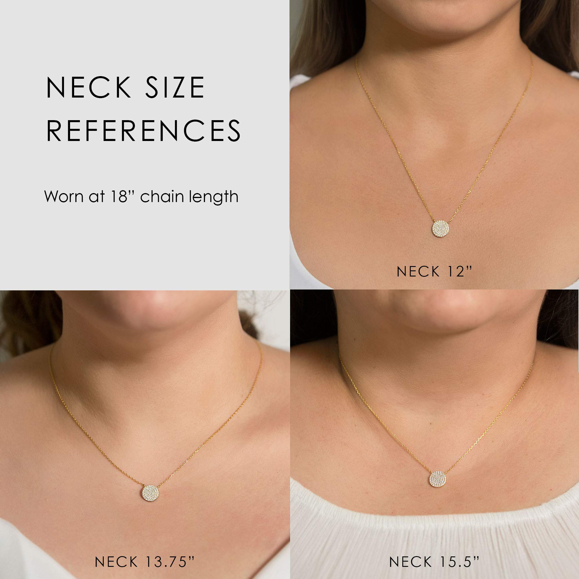 A+O Gift for sister, Petite CZ Disk Pendant Necklace in Gold, Rose Gold or Silver - Image 4