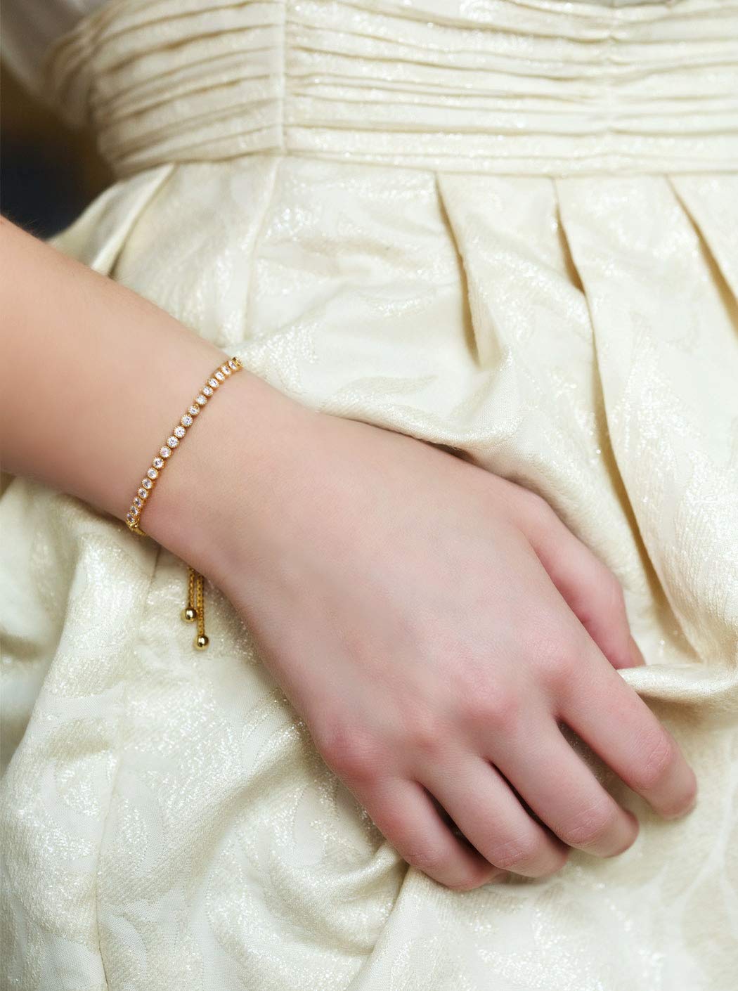 A+O Wedding Bridesmaid Jewelry Gift, Crystal Bracelet and Earring Set in Gold, Rose Gold, Silver - Image 8